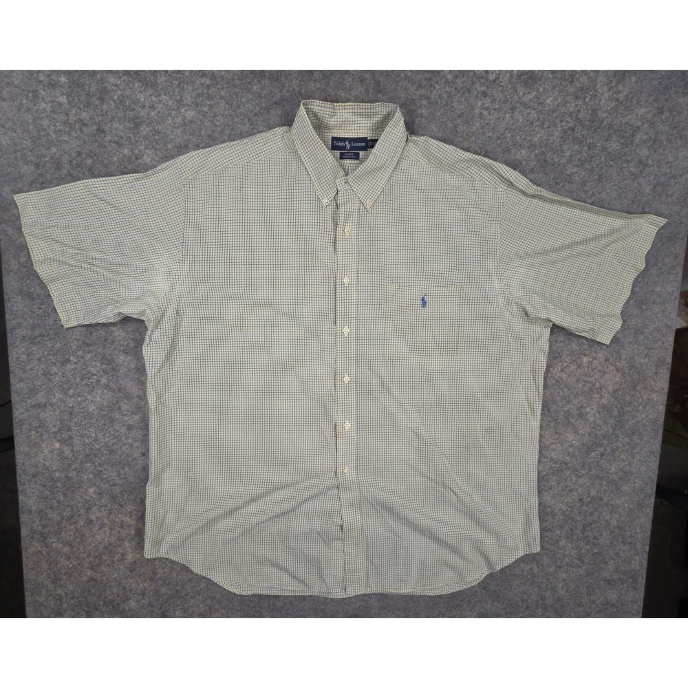 Polo Ralph Lauren Blake Mens XXL Short Sleeve Cotton Button Down Shirt Check Vtg